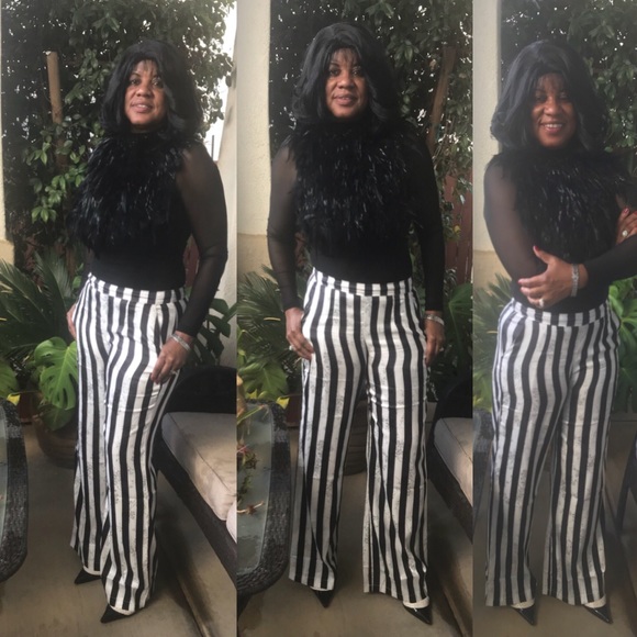 Pants - All over stripe Wide Trousers with pockets